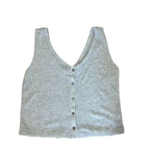 Melrose‎ and Market Scoop Neck  Crop Button Front Tank Size M Gray